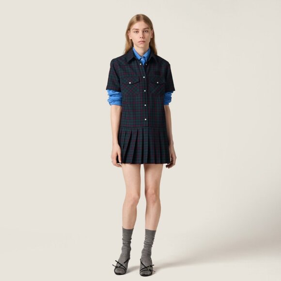 Miu Miu  Embroidered wool mini dress - Picture 1 of 12